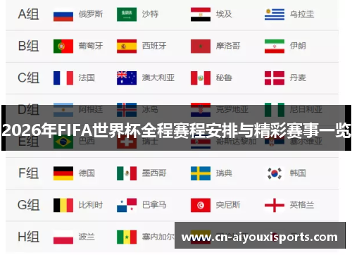 2026年FIFA世界杯全程赛程安排与精彩赛事一览